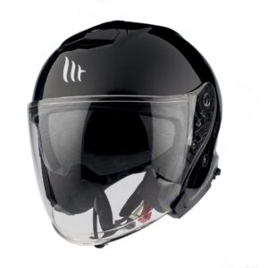 MT WYPRZEDAŻ KASK OTWARTY JET Z BLENDĄ THUNDER 3 SV JET SOLID GLOSS BLACK KOLOR CZARNY POŁYSK ROZMIAR M