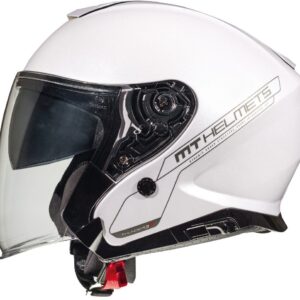 MT WYPRZEDAŻ KASK OTWARTY JET Z BLENDĄ THUNDER 3 SV JET SOLID PEARL WHITE KOLOR BIAŁY POŁYSK ROZMIAR XS
