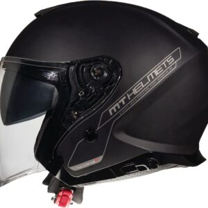 MT WYPRZEDAŻ KASK OTWARTY JET Z BLENDĄ THUNDER 3 SV JET SOLID MATT BLACK KOLOR CZARNY MAT ROZMIAR M