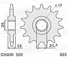 S ZĘBATKA PRZEDNIA 823 15 HUSQVARNA 125/240/250/350/400/430/500 '83-'89, HUSABERG FC/FE 350 '96-'01, FC/FE 400 '96-'03, FE 501 '96-'01, FE 600 '96-'01 (ŁAŃC. 520) (JTF823.15) - WYPRZEDAŻ