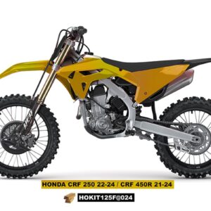 UFO KOMPLET PLASTIKÓW (FULL KIT) Z OSŁONAMI TELESKOPÓW (AMORTYZATORÓW) HONDA CRF 250 R '22-'24, CRF 450 R '21-'24 KOLOR ZŁOTY - WYPRZEDAŻ