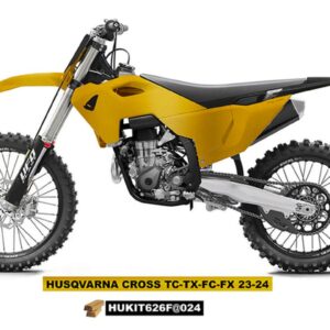 UFO KOMPLET PLASTIKÓW (FULL KIT) Z OSŁONAMI TELESKOPÓW (AMORTYZATORÓW) HUSQVARNA TC 125 / 250 '23-'24, FC 250 / 350 / 450 '23-'24, FX 350 / 450 '23-'24, TX 300 '24, KOLOR ZŁOTY - WYPRZEDAŻ