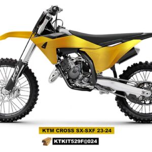 UFO KOMPLET PLASTIKÓW (FULL KIT) Z OSŁONAMI TELESKOPÓW (AMORTYZATORÓW) KTM SX 125 / 250 / 300 TBI '23-'24, SX-F 250 / 350 / 450 '23-'24 KOLOR ZŁOTY - WYPRZEDAŻ