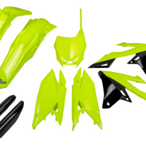 UFO KOMPLET PLASTIKÓW (FULL KIT) Z OSŁONAMI TELESKOPÓW (AMORTYZATORÓW) SUZUKI RMZ 250 '19-'25, RMZ 450 '18-'25 KOLOR ŻÓLTY FLUO