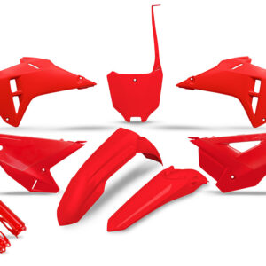 UFO KOMPLET PLASTIKÓW (FULL KIT) Z OSŁONAMI TELESKOPÓW (AMORTYZATORÓW) HONDA CRF 250R / 450R '25-'26 KOLOR CZERWONY