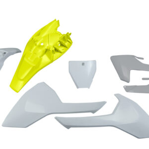 UFO KOMPLET PLASTIKÓW HUSQVARNA TC 85 '18-'24 KOLOR OEM '23-'24 ( BIAŁY / ŻÓŁTY / SZARY ) (HU620E999D)
