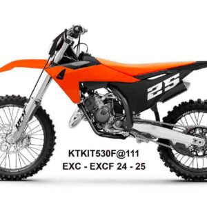 UFO 2025/11 KOMPLET PLASTIKÓW (FULL KIT) Z OSŁONAMI TELESKOPÓW (AMORTYZATORÓW) KTM EXC 150 / 250 / 300 TBI '24-'25, EXC-F 250 / 350 / 450 / 500 '24-'25 KOLOR POMARAŃCZOWY / CZARNY