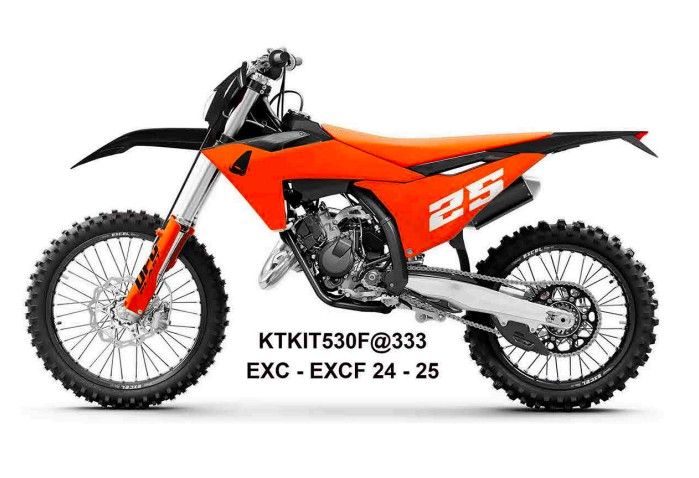 UFO 2025/11 KOMPLET PLASTIKÓW (FULL KIT) Z OSŁONAMI TELESKOPÓW (AMORTYZATORÓW) KTM EXC 150 / 250 / 300 TBI '24-'25, EXC-F 250 / 350 / 450 / 500 '24-'25 KOLOR CZARNY / POMARAŃCZOWY