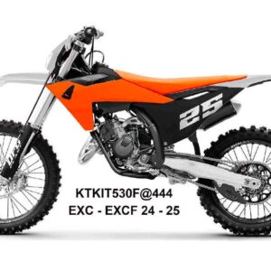 UFO 2025/11 KOMPLET PLASTIKÓW (FULL KIT) Z OSŁONAMI TELESKOPÓW (AMORTYZATORÓW) KTM EXC 150 / 250 / 300 TBI '24-'25, EXC-F 250 / 350 / 450 / 500 '24-'25 KOLOR BIAŁY / POMARAŃCZOWY / CZARNY