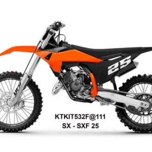 UFO 2025/11 KOMPLET PLASTIKÓW (FULL KIT) Z OSŁONAMI TELESKOPÓW (AMORTYZATORÓW) KTM SX 125 / 150 / 250 / 300 '25-'26, SXF (SX-F) 250 / 350 / 450 '25-'26 KOLOR POMARAŃCZOWY / CZARNY / BIAŁY