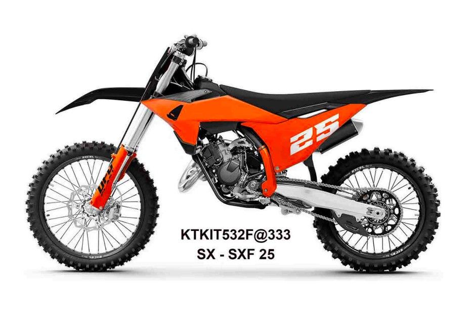 UFO 2025/11 KOMPLET PLASTIKÓW (FULL KIT) Z OSŁONAMI TELESKOPÓW (AMORTYZATORÓW) KTM SX 125 / 150 / 250 / 300 '25-'26, SXF (SX-F) 250 / 350 / 450 '25-'26 KOLOR POMARAŃCZOWY / CZARNY