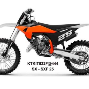 UFO 2025/11 KOMPLET PLASTIKÓW (FULL KIT) Z OSŁONAMI TELESKOPÓW (AMORTYZATORÓW) KTM SX 125 / 150 / 250 / 300 '25-'26, SXF (SX-F) 250 / 350 / 450 '25-'26 KOLOR BIAŁY / POMARAŃCZOWY / CZARNY
