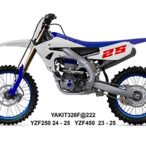 UFO 2025/11 KOMPLET PLASTIKÓW (FULL KIT) Z OSŁONAMI TELESKOPÓW (AMORTYZATORÓW) YAMAHA YZF 250 '24-'26, YZF 450 '23-'25 KOLOR BIAŁY / NIEBIESKI