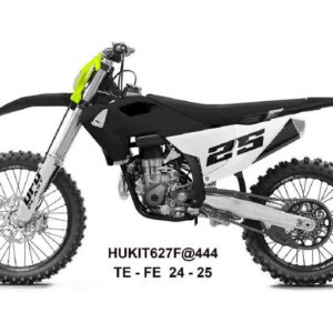 UFO 2025/11 KOMPLET PLASTIKÓW (FULL KIT) Z OSŁONAMI TELESKOPÓW (AMORTYZATORÓW) HUSQVARNA TE 150 / 250 / 300 '24-'25, FE 250 / 350 / 450 / 501 '24-'25 KOLOR CZARNY / BIAŁY
