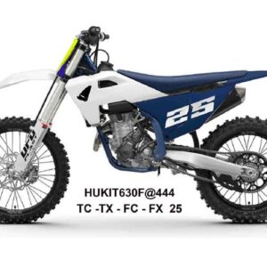 UFO 2025/11 KOMPLET PLASTIKÓW (FULL KIT) Z OSŁONAMI TELESKOPÓW (AMORTYZATORÓW) HUSQVARNA TC 125 / 150 / 250 / 300 '25-'26, TX 300 '25-'26, FC 250 / 350 / 450 '25-'26, FX 350 / 450 '25-'26 KOLOR BIAŁY / GRANATOWY