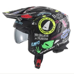 UFO KASK SHERATAN JET / TRIAL Z BLENDĄ PRZECIWSŁONECZNĄ KOLOR CZARNY/MIX APLIKACJI UFO ROZMIAR XS ( ECE 22R06 ) - KOLEKCJA 2025/2026