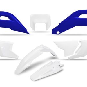 UFO 2025/11 KOMPLET PLASTIKÓW HUSQVARNA FE 250 / 350 / 450 / 501 '25-'26, TE 250 / 300 HERITAGE '25-'26 KOLOR BIAŁY / NIEBIESKI