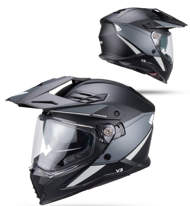 UFO 2026/01 KASK COSMOS OFFROAD / DUAL / TOURER / CROSSOVER Z SZYBĄ, DASZKIEM I BLENDĄ PRZECIWSŁONECZNĄ KOLOR CZARNY/SZARY ROZMIAR L ( ECE 22R06 ) - KOLEKCJA 2026