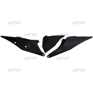 UFO BOCZKI TYLNE KTM SX/SXF(SX-F) 125/150/250/350/450 '19-'22, EXC 125 '20-'21, EXC/EXCF(EXC-F) 150/250/300/350/450/500 TPI '20-2023 Z POKRYWĄ FILTRA POWIETRZA KOLOR CZARNY