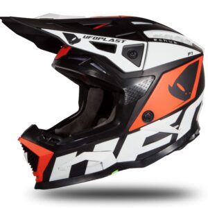UFO KASK ECHUS CROSS FIBERGLASS KOLOR CZARNY/BIAŁY/POMARAŃCZOWY FLUO ROZMIAR S ( ECE 22R06 ) - KOLEKCJA 2025/2026