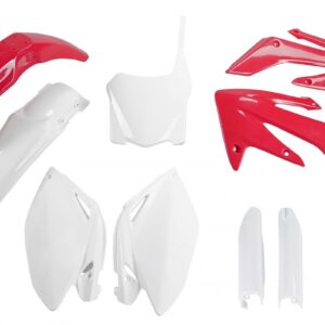 UFO KOMPLET PLASTIKÓW (FULL KIT) Z OSŁONAMI TELESKOPÓW (AMORTYZATORÓW) HONDA CRF 250R '08-09, KOLOR OEM '09 (CZERWONY/BIAŁY)