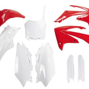 UFO KOMPLET PLASTIKÓW (FULL KIT) Z OSŁONAMI TELESKOPÓW (AMORTYZATORÓW) HONDA CRF 450 R '09-'10, CRF 250 '10 KOLOR OEM (CZERWONY/BIAŁY) (HO113E999)