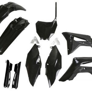 UFO KOMPLET PLASTIKÓW (FULL KIT) Z OSŁONAMI TELESKOPÓW (AMORTYZATORÓW) HONDA CRF 250R '18-'21, CRF 450R '17-'20 KOLOR CZARNY(HO119E001)