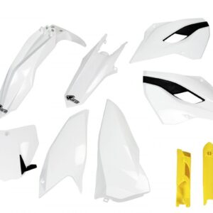 UFO KOMPLET PLASTIKÓW (FULL KIT) Z OSŁONAMI TELESKOPÓW (AMORTYZATORÓW) HUSQVARNA TC/FC 125/250/300/350/450 '14-'15 KOLOR OEM '14 (BIAŁY) (HU613E999)