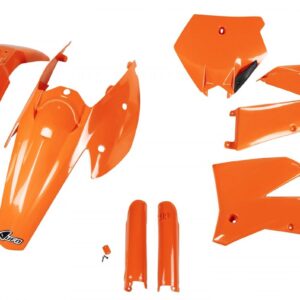 UFO KOMPLET PLASTIKÓW (FULL KIT) Z OSŁONAMI TELESKOPÓW (AMORTYZATORÓW) KTM SX / SXF '05-'06 KOLOR OEM (POMARAŃCZOWY) (KT503E999)