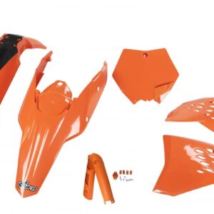 UFO KOMPLET PLASTIKÓW (FULL KIT) Z OSŁONAMI TELESKOPÓW (AMORTYZATORÓW) KTM SX/SXF '07-'10 KOLOR POMARAŃCZOWY