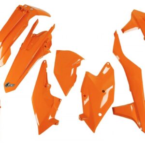UFO KOMPLET PLASTIKÓW (FULL KIT) Z OSŁONAMI TELESKOPÓW (AMORTYZATORÓW) KTM EXC/EXC-F TPI '17-'19, KOLOR POMARAŃCZOWY (KT518E127)