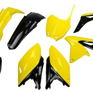 UFO KOMPLET PLASTIKÓW (FULL KIT) Z OSŁONAMI TELESKOPÓW (AMORTYZATORÓW) SUZUKI RMZ 250 '10-'18 KOLOR OEM '14-'16 (ŻÓŁTY/CZARNY) (SU416E999)