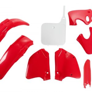 UFO KOMPLET PLASTIKÓW (FULL KIT) Z OSŁONAMI TELESKOPÓW (AMORTYZATORÓW) HONDA CR 125 '93-'94, CR 250 '92-'94 KOLOR OEM (CZERWONY/BIAŁY) (HO096E999)