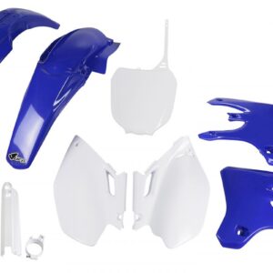 UFO KOMPLET PLASTIKÓW (FULL KIT) Z OSŁONAMI TELESKOPÓW (AMORTYZATORÓW) YAMAHA YZF 250 / 450 '03-'05 KOLOR OEM (BIAŁY/NIEBIESKI) (YA304E999)