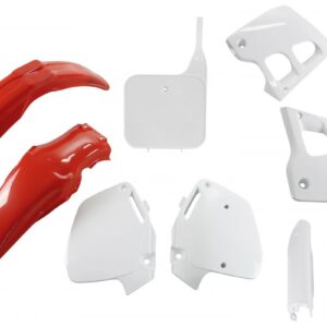 UFO KOMPLET PLASTIKÓW (FULL KIT) Z OSŁONAMI TELESKOPÓW (AMORTYZATORÓW) HONDA CR 125 '91-'92, CR 250 '90-'91, KOLOR OEM (CZERWONY/BIAŁY) (HO097E999)