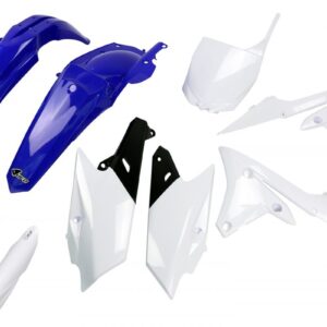 UFO KOMPLET PLASTIKÓW (FULL KIT) Z OSŁONAMI TELESKOPÓW (AMORTYZATORÓW) YAMAHA YZF 250 '14-'18, YZF 450 '14-'17 KOLOR OEM (NIEBIESKI/BIAŁY) (YA318E999)