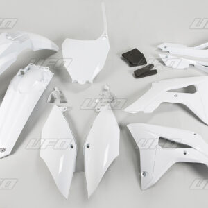 UFO KOMPLET PLASTIKÓW HONDA CRF 250R '18-'21, CRF 450R '17-'20 Z OSŁONAMI FILTRA POWIETRZA KOLOR BIAŁY (HO123E041)