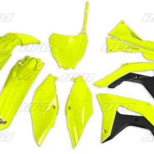 UFO KOMPLET PLASTIKÓW HONDA CRF 250R '18-'21, CRF 450R '17-'20 Z OSŁONAMI FILTRA POWIETRZA KOLOR ŻÓŁTY FLUO (HO123DFLU)