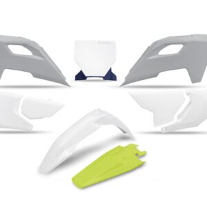 UFO KOMPLET PLASTIKÓW HUSQVARNA TC 125 / 250 '23-'24, FC 250 / 350 / 450 '23-'24, FX 350 / 450 '23-'24, TX 300 '24, KOLOR OEM BIAŁY ŻÓŁTY