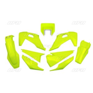 UFO KOMPLET PLASTIKÓW HUSQVARNA TE 150 / 250 / 300 '20-'23, FE 250 / 350 / 450 / 501 '20-'23 Z OSŁONĄ LAMPY KOLOR ŻÓŁTY FLUO (HU623DFLU)