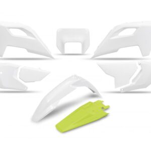 UFO KOMPLET PLASTIKÓW HUSQVARNA TE 150 / 250 / 300 '24-'25, FE 250 / 350 / 450 / 501 '24-'25, KOLOR OEM BIAŁY ŻÓŁTY