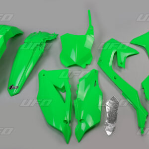 UFO KOMPLET PLASTIKÓW KAWASAKI KXF 250 '21-24, KXF 450 '19-23 KOLOR ZIELONY FLUO (KA227AFLU)