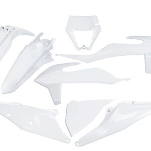 UFO KOMPLET PLASTIKÓW KTM EXC 125 '20-'21, EXC 250 / 300 TPI '20-'23, EXC-F 250 / 350 / 450 / 500 '20-'23 Z OSŁONĄ LAMPY KOLOR BIAŁY (KT527E042)