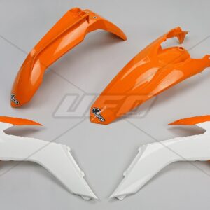 UFO KOMPLET PLASTIKÓW KTM EXC '14-'16, KOLOR OEM '15-'16 (POMARAŃCZOWY/BIAŁY) (KT516E999W)