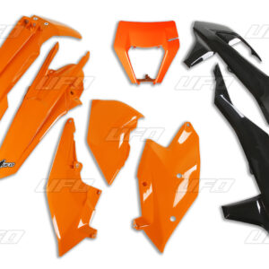 UFO KOMPLET PLASTIKÓW KTM EXC/EXC-F TPI '17-'19 Z OSŁONĄ LAMPY KOLOR OEM (POMARAŃCZOWY/CZARNY) (KT523E999)