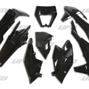 UFO KOMPLET PLASTIKÓW KTM EXC/EXC-F TPI '17-'19 Z OSŁONĄ LAMPY KOLOR CZARNY (KT523E001)