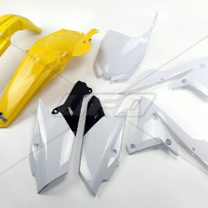 UFO KOMPLET PLASTIKÓW YAMAHA YZF 250 '14-'18, YZF 450 '14-'17 KOLOR OEM (BIAŁY/ŻÓŁTY) (YA318E999D)