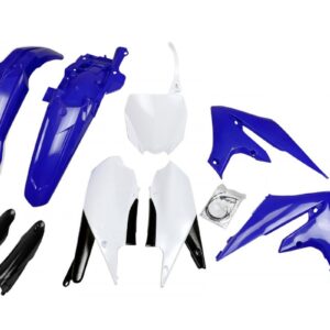 UFO KOMPLET PLASTIKÓW (FULL KIT) Z OSŁONAMI TELESKOPÓW (AMORTYZATORÓW) YAMAHA YZF 250 '19-'23, YZF 450 '18-'22 KOLOR OEM NIEBIESKI BIAŁY CZARNY