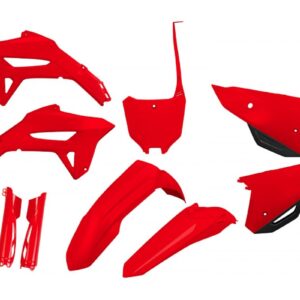 UFO KOMPLET PLASTIKÓW (FULL KIT) Z OSŁONAMI TELESKOPÓW (AMORTYZATORÓW) HONDA CRF 250 R '22-'24, CRF 450 R '21-'24 KOLOR OEM CZERWONY