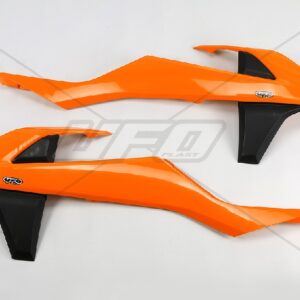 UFO OSŁONY CHŁODNICY KTM SX/SXF '16-'18 (Z WYJĄTKIEM SX 250 '16), EXC/EXCF TPI '17-'19, KOLOR OEM (POMARAŃCZOWY/CZARNY)